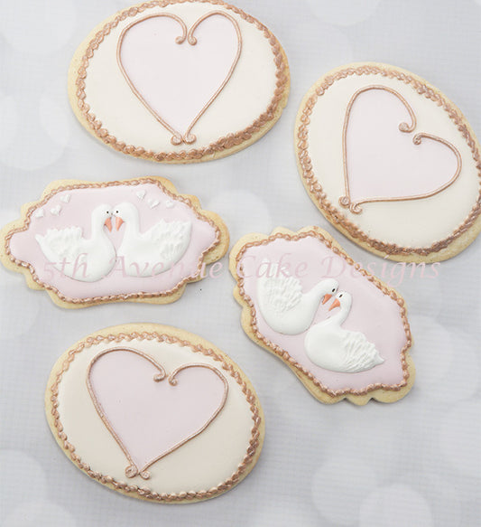 Valentine's Day Love Swan and Heart Cookie Designs